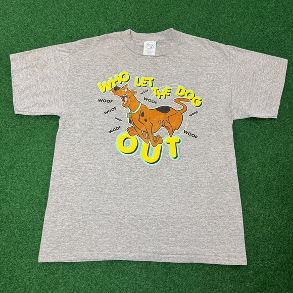 90s Scooby Doo Cartoon Network T-shirt grey Who Let the Dogs Out Baha Men vtg - Picture 1 of 7